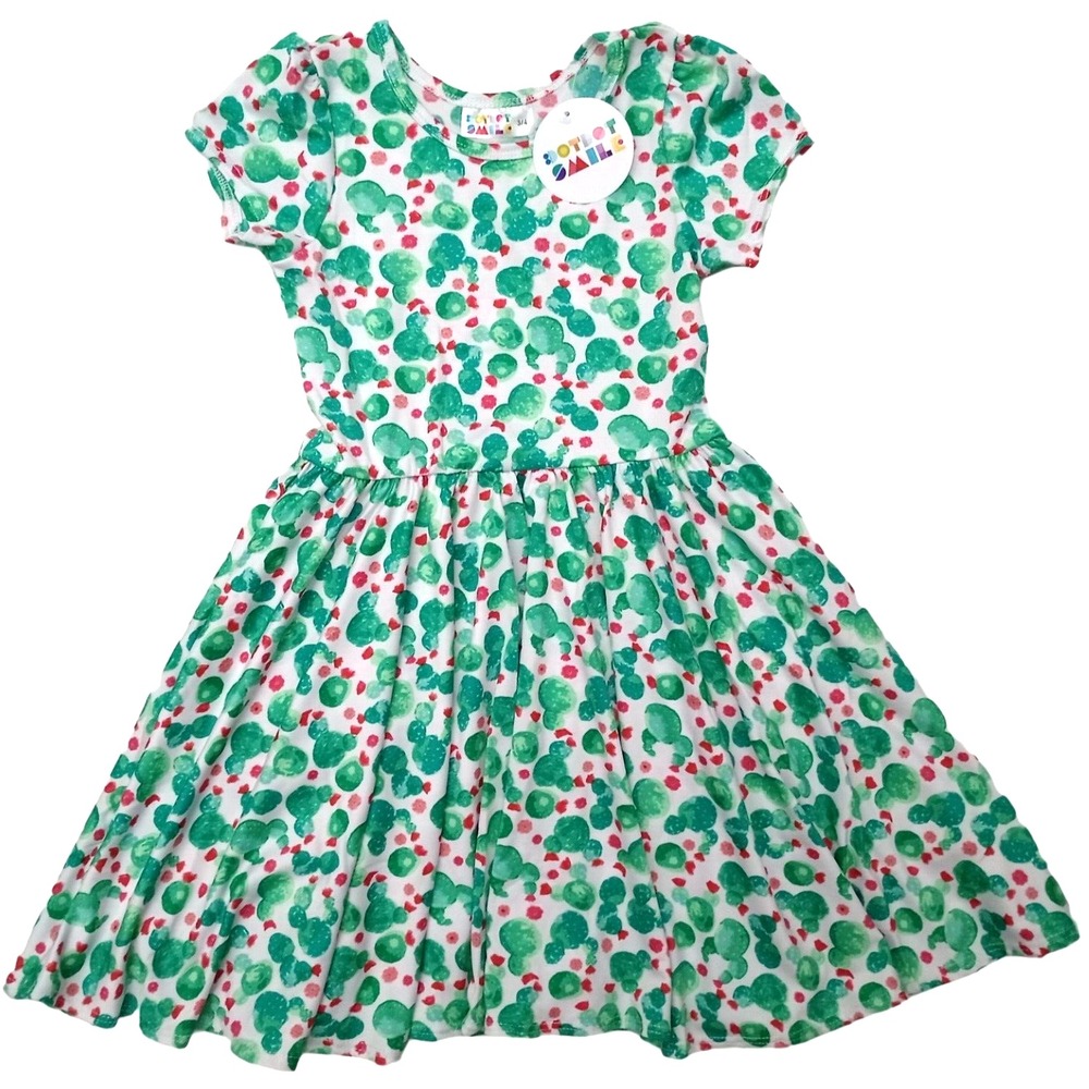 Dot Smile Girls 3‎ 4 Cactus Cacti Cap Sleeve Twirl Dress White Red Flower NWT